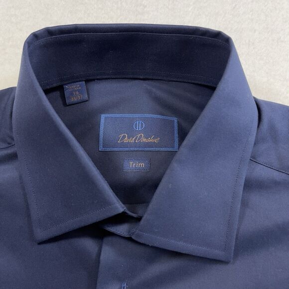 Donald Donahue Trim Fit Dress Shirt Mens 16 36/37 Navy Blue TRTDS888000 NWT $155 - Picture 5 of 16